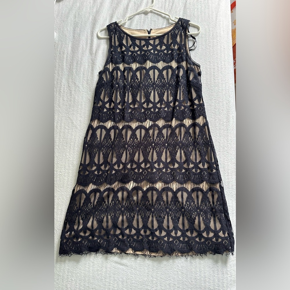 Navy Blue Lace Sleeveless Dress